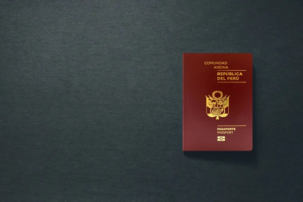 Peru Passport on dark background with copy space - 3D Illustration — Stock Photo, Image