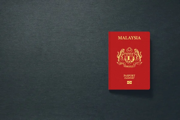 Malaysia Passport on dark background with copy space - 3D Illustration — Stock Photo, Image