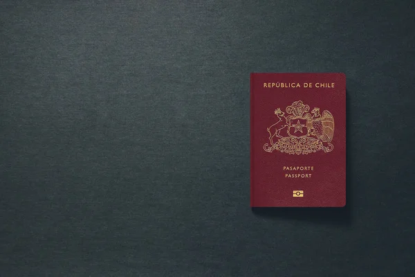 Chili Paspoort op donkere achtergrond met kopieerruimte - 3d Illustratie — Stockfoto