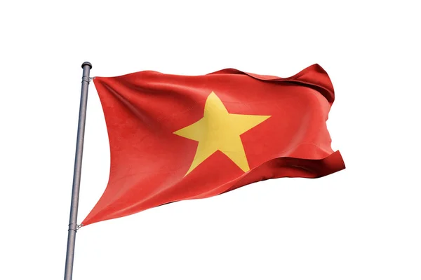 Σημαία Βιετνάμ Κυματίζει Λευκό Φόντο Κοντινό Πλάνο Απομονωμένη — Φωτογραφία Αρχείου