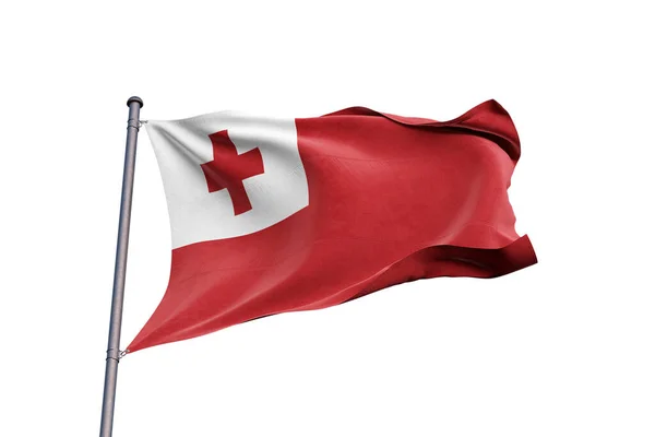 Bandera Tonga Ondeando Sobre Fondo Blanco Cerca Aislada — Foto de Stock