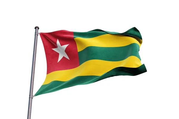 Togo Vlag Zwaaiend Witte Achtergrond Close Geïsoleerd — Stockfoto