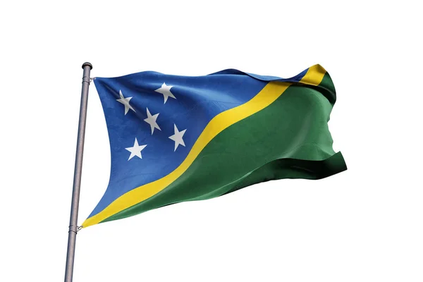 Solomon Islands Flag Waving White Background Close Isolated — Stockfoto