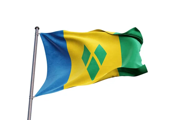 Saint Vincent Grenadines Flag Waving White Background Close Isolated — Stockfoto