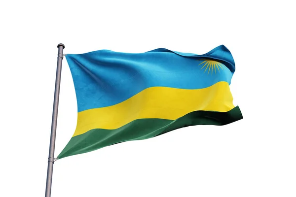 Rwanda Flag Waving White Background Close Isolated — Stock Photo, Image