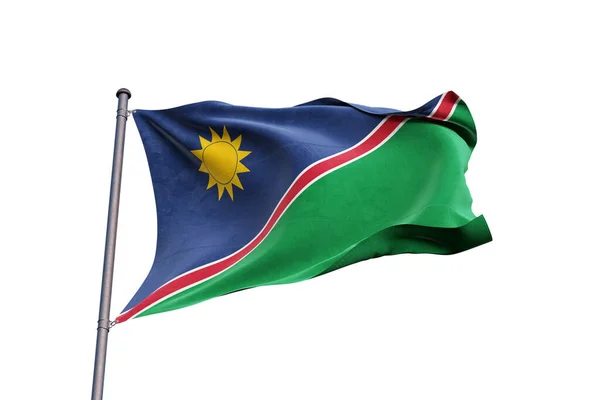 Bandeira Namíbia Acenando Fundo Branco Close Isolado — Fotografia de Stock
