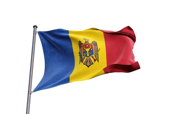 Μολδαβία Σημαία Κυματίζει Λευκό Φόντο Κοντινό Πλάνο Απομονωμένη — Φωτογραφία Αρχείου