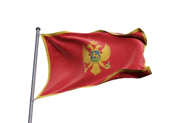Montenegro Bandiera Sventola Sfondo Bianco Primo Piano Isolato — Foto Stock