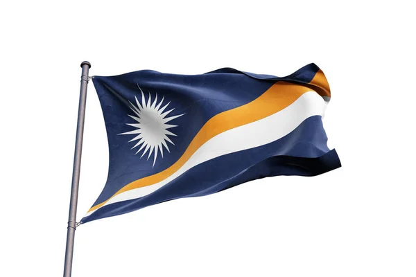 Σημαία Των Νήσων Μάρσαλ Κυματίζει Λευκό Φόντο Κοντινό Πλάνο Απομονωμένη — Φωτογραφία Αρχείου