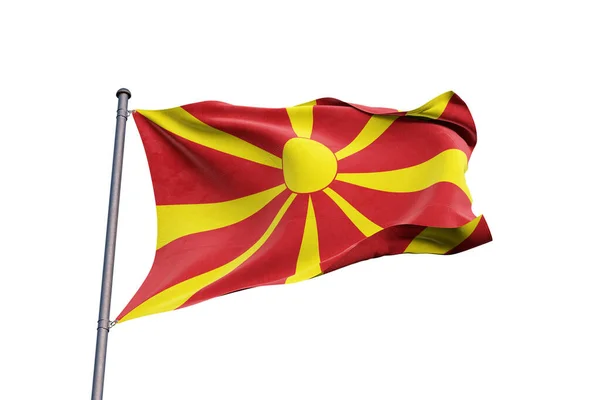 Флаг Македонии Машет Белом Фоне Крупным Планом Изолирован — стоковое фото