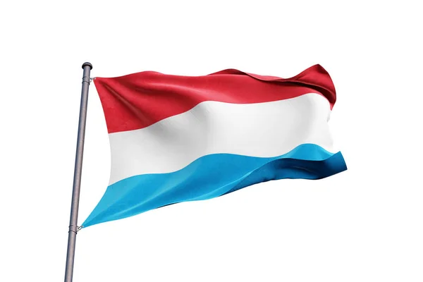 Bandeira Luxemburgo Acenando Fundo Branco Close Isolado — Fotografia de Stock