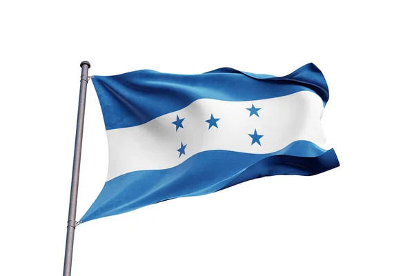 Σημαία Ονδούρας Κυματίζει Λευκό Φόντο Κοντινό Πλάνο Απομονωμένη — Φωτογραφία Αρχείου