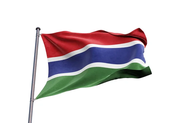 Gambia Flag Waving White Background Close Isolated — Stock Photo, Image
