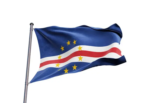 Cape Verde Bayrağı Beyaz Arkaplanda Dalgalanıyor Yakın Plan Izole Edilmiş — Stok fotoğraf