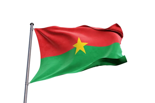 Bandera Burkinafaso Ondeando Sobre Fondo Blanco Cerca Aislada — Foto de Stock