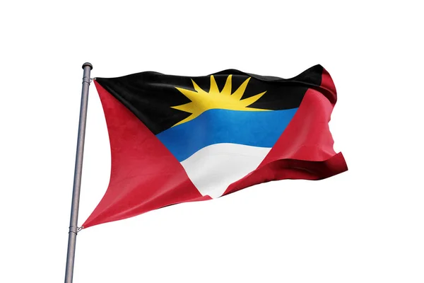 Drapeau Antigua Barbuda Agitant Sur Fond Blanc Gros Plan Isolé — Photo