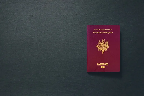 France Passport on dark background with copy space - 3D Illustration — 스톡 사진