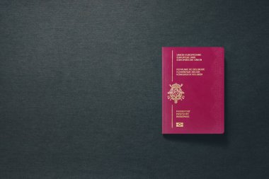 Fotokopi alanı ile koyu arkaplanda Belçika pasaportu - 3d Görüntü