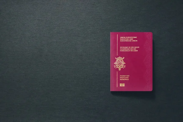 Βέλγιο Διαβατήριο σε σκούρο φόντο με αντίγραφο χώρου - 3d Εικονογράφηση — Φωτογραφία Αρχείου