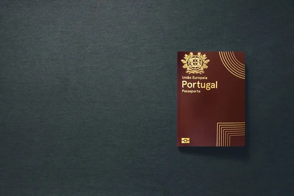 Portugal Passport on dark background with copy space - 3D Illustration — 스톡 사진