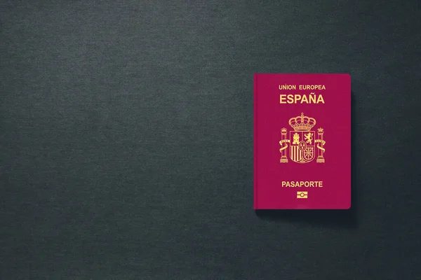 Fotokopi alanı ile koyu arkaplanda İspanya Pasaportu - 3d Görüntü — Stok fotoğraf