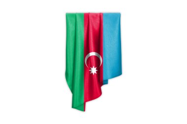 Azerbaycan Bayrağı, güzel parlak ipek desenli ve seçim yolu - 3D Görüntü