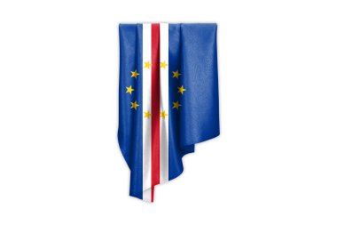 Cape Verde Bayrağı, güzel parlak ipek desenli ve seçim yolu - 3B İllüstrasyon