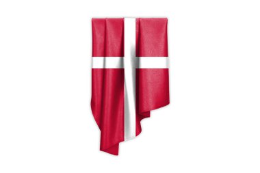 Seçim yolu ile güzel parlak ipek desenli Danimarka Bayrağı - 3B İllüstrasyon
