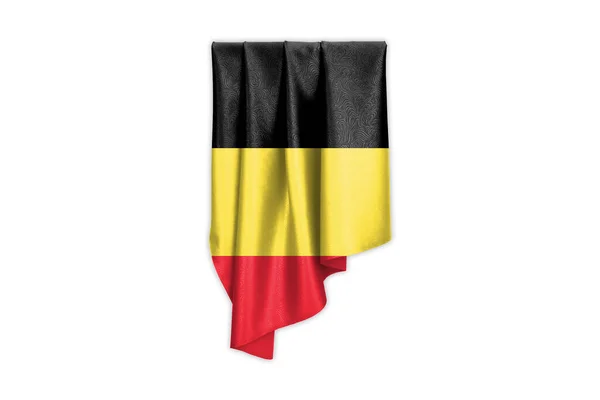 Belgium Flag Beautiful Glossy Silk Texture Selection Path Illustration — Stock Photo, Image