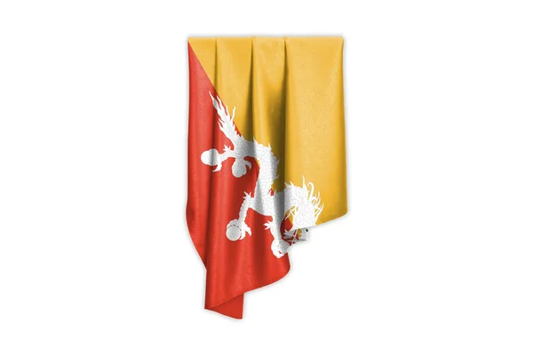 Bandera Bután Con Una Hermosa Textura Seda Brillante Con Trayectoria —  Fotos de Stock