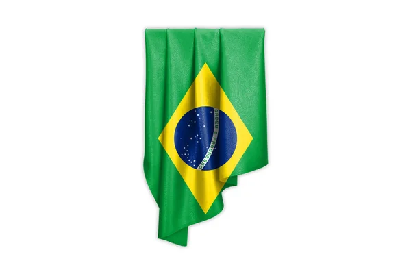 具有美丽光滑丝质和选择路径的巴西国旗 3D插图 — 图库照片