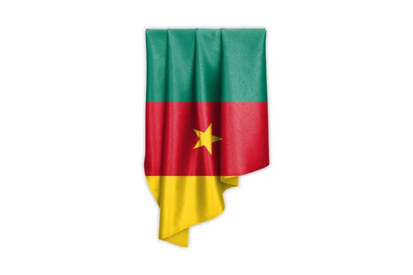 Kamerun Flagga Med Vacker Glänsande Sidenstruktur Med Urvalsbana Illustration — Stockfoto