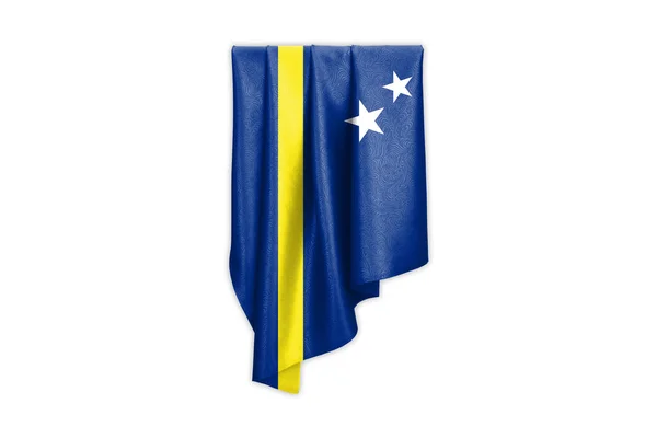 Curacao Flagga Med Vacker Glänsande Sidenstruktur Med Urvalsbana Illustration — Stockfoto