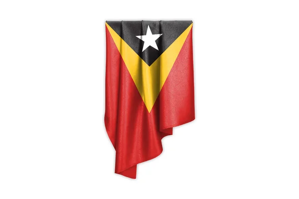 Östtimors Flagga Med Vacker Glänsande Sidenstruktur Med Urvalsbana Illustration — Stockfoto