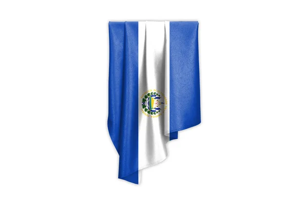 Bandera Salvador Con Una Hermosa Textura Seda Brillante Con Trayectoria —  Fotos de Stock