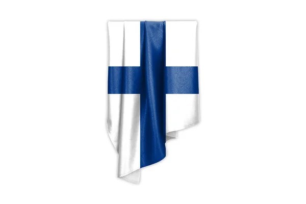 Finland Flag Beautiful Glossy Silk Texture Selection Path Illustration — Stock Photo, Image