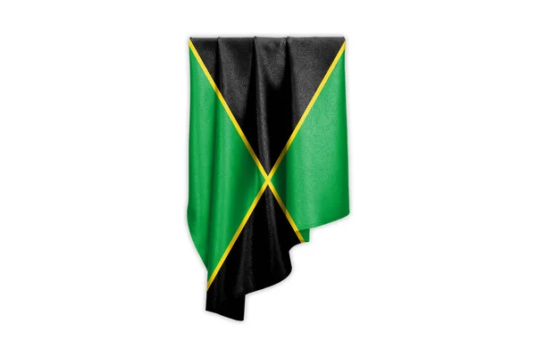 Jamajská Vlajka Krásnou Lesklou Hedvábnou Texturou Výběrovou Stezkou Ilustrace — Stock fotografie