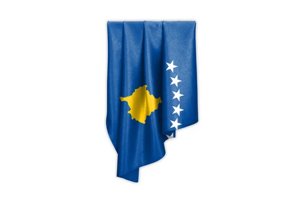 Σημαία Κοσσυφοπεδίου Όμορφη Γυαλιστερή Μεταξένια Υφή Και Διαδρομή Επιλογής Illustration — Φωτογραφία Αρχείου