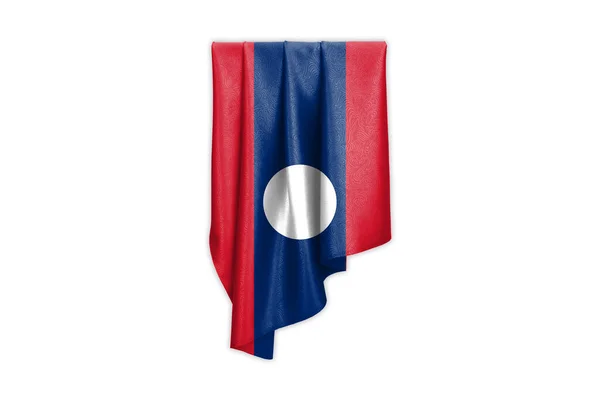 Bandera Laos Con Una Hermosa Textura Seda Brillante Con Trayectoria — Foto de Stock