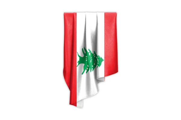 Libano Bandiera Con Una Bella Trama Seta Lucida Con Percorso — Foto Stock