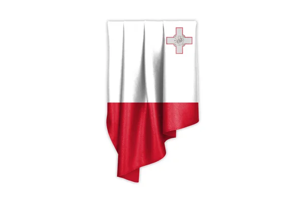 Bandera Malta Con Una Hermosa Textura Seda Brillante Con Trayectoria —  Fotos de Stock