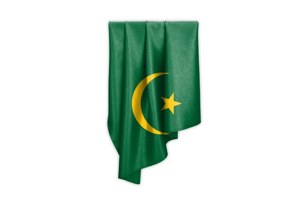 Mauritania Flag Beautiful Glossy Silk Texture Selection Path Illustration — Stock Photo, Image