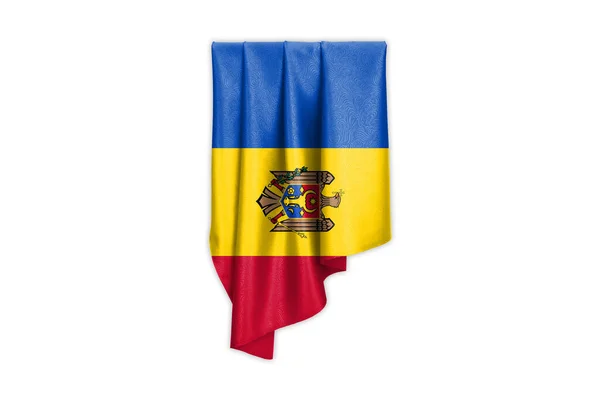 Σημαία Μολδαβίας Όμορφη Γυαλιστερή Μεταξένια Υφή Επιλογή Διαδρομής Illustration — Φωτογραφία Αρχείου