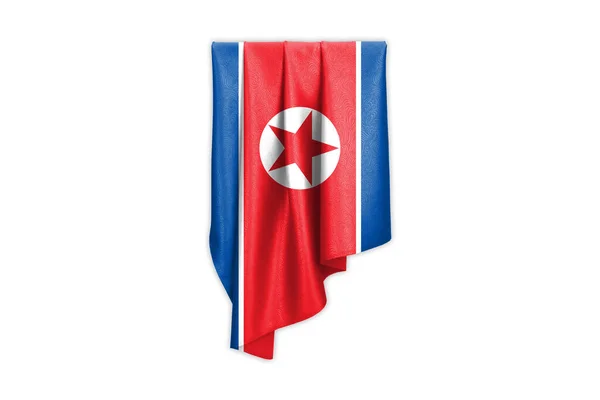 Bandera Corea Del Norte Con Una Hermosa Textura Seda Brillante — Foto de Stock