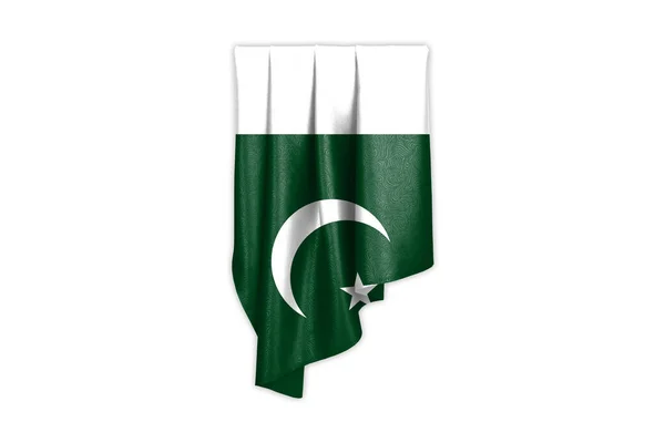 Flaga Pakistanu Piękną Błyszczącą Jedwabną Fakturą Ścieżką Selekcji Illustration — Zdjęcie stockowe
