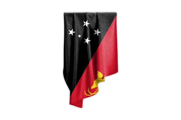Bandera Papúa Nueva Guinea Con Una Hermosa Textura Seda Brillante —  Fotos de Stock