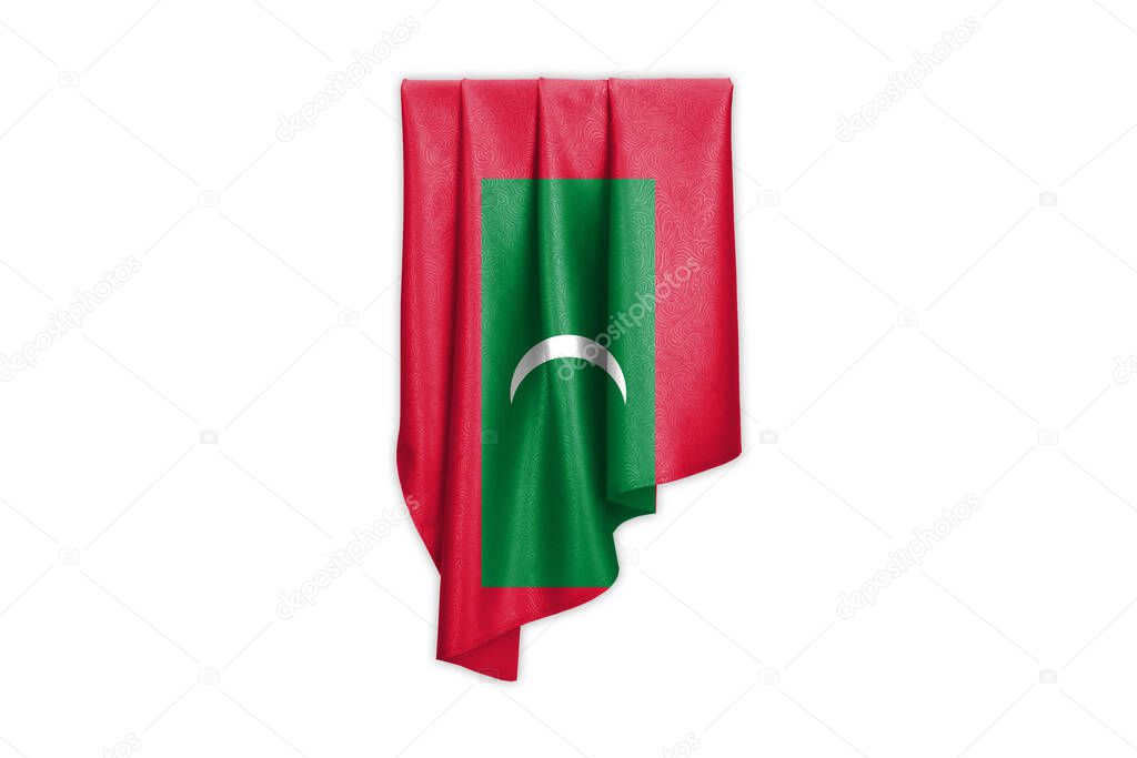 Maldives Flag with a beautiful glossy silk texture with selection path - 3D Illustration