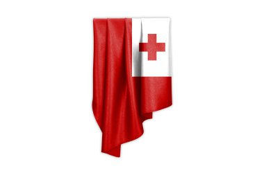 Tonga Bayrağı, güzel parlak ipek desenli, seçim yolu - 3B Görüntü