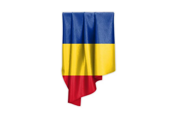 Σημαία Ρουμανίας Όμορφη Γυαλιστερή Μεταξωτή Υφή Επιλογή Διαδρομής Illustration — Φωτογραφία Αρχείου