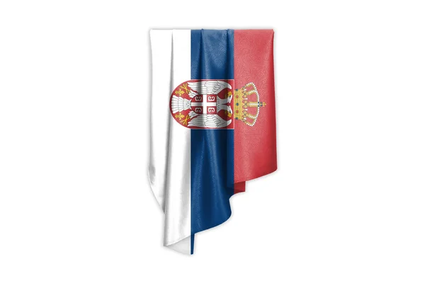 Serbia Bandiera Con Una Bella Trama Seta Lucida Con Percorso — Foto Stock